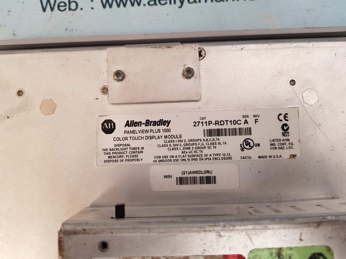 Allen-bradley 2711P-rdt10C Panel View Plus 1000 Color Touch Display Mo ...