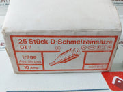 Lot Of 25X 10/500 D-schmelzeinsÃ¤tze Fuse 500 Volt 10 Amp