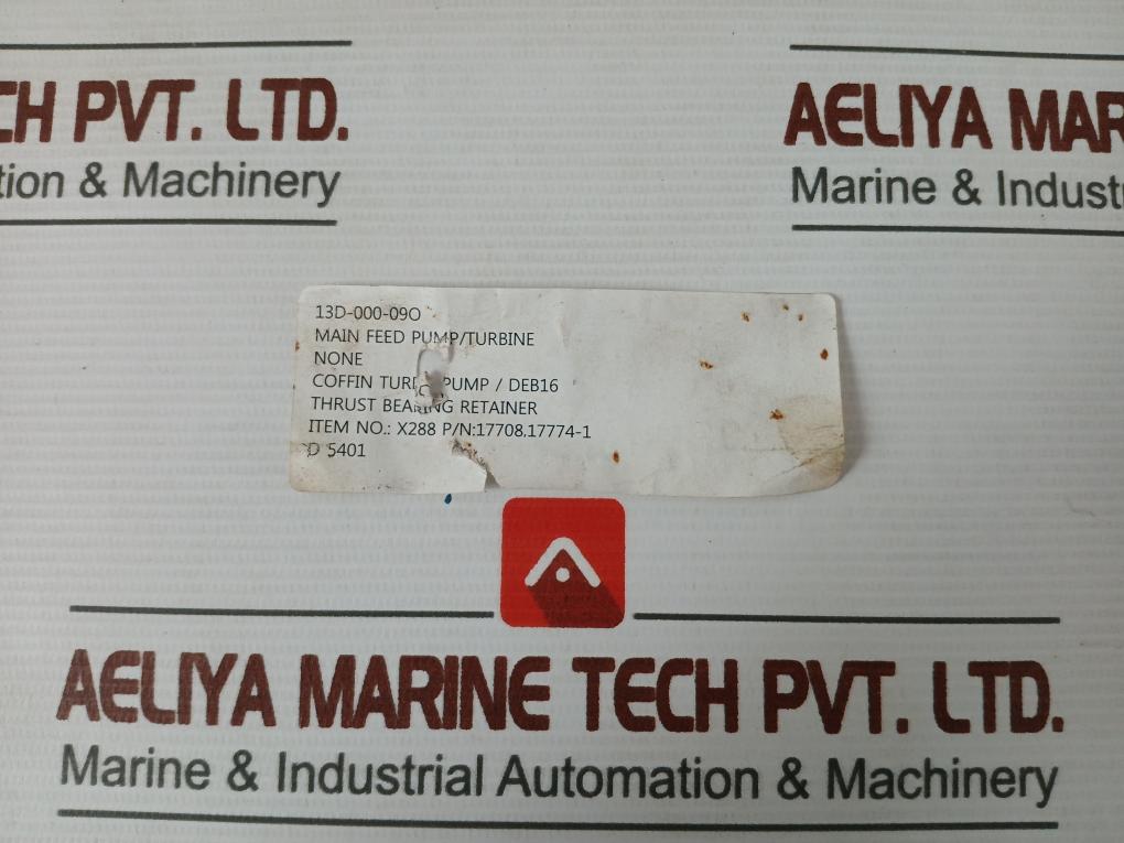 17708,17774-1 Brand Coffin Turbo Pump Thrust Bearing Retainer F/ Main Feed Pump