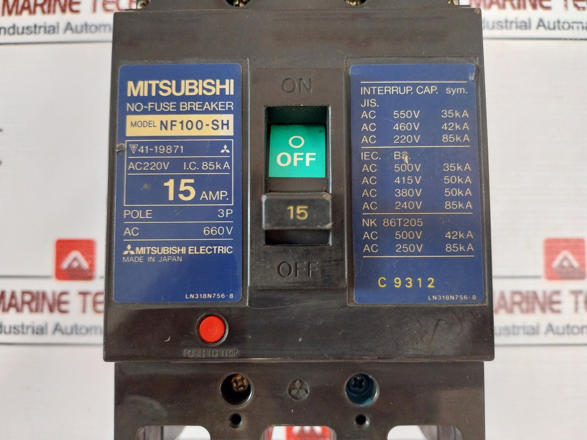 Mitsubishi Electric Nf100-sh No-fuse Breaker 15Amp 660V