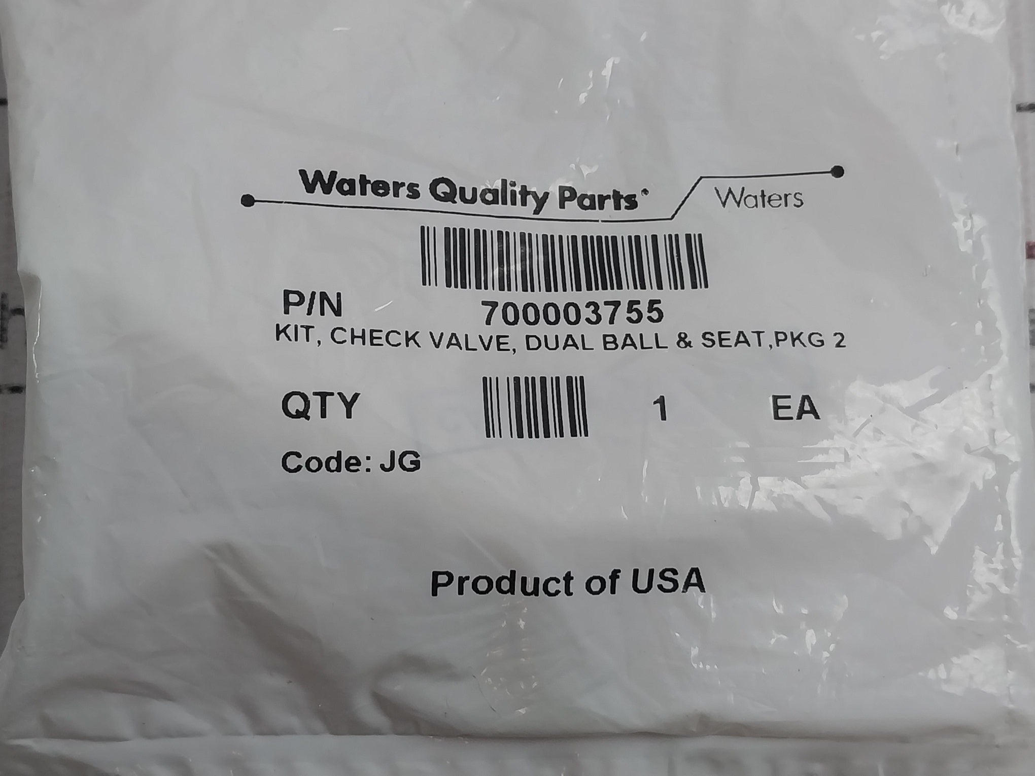 Waters 700003755 Check Valve Dual Ball And Seat