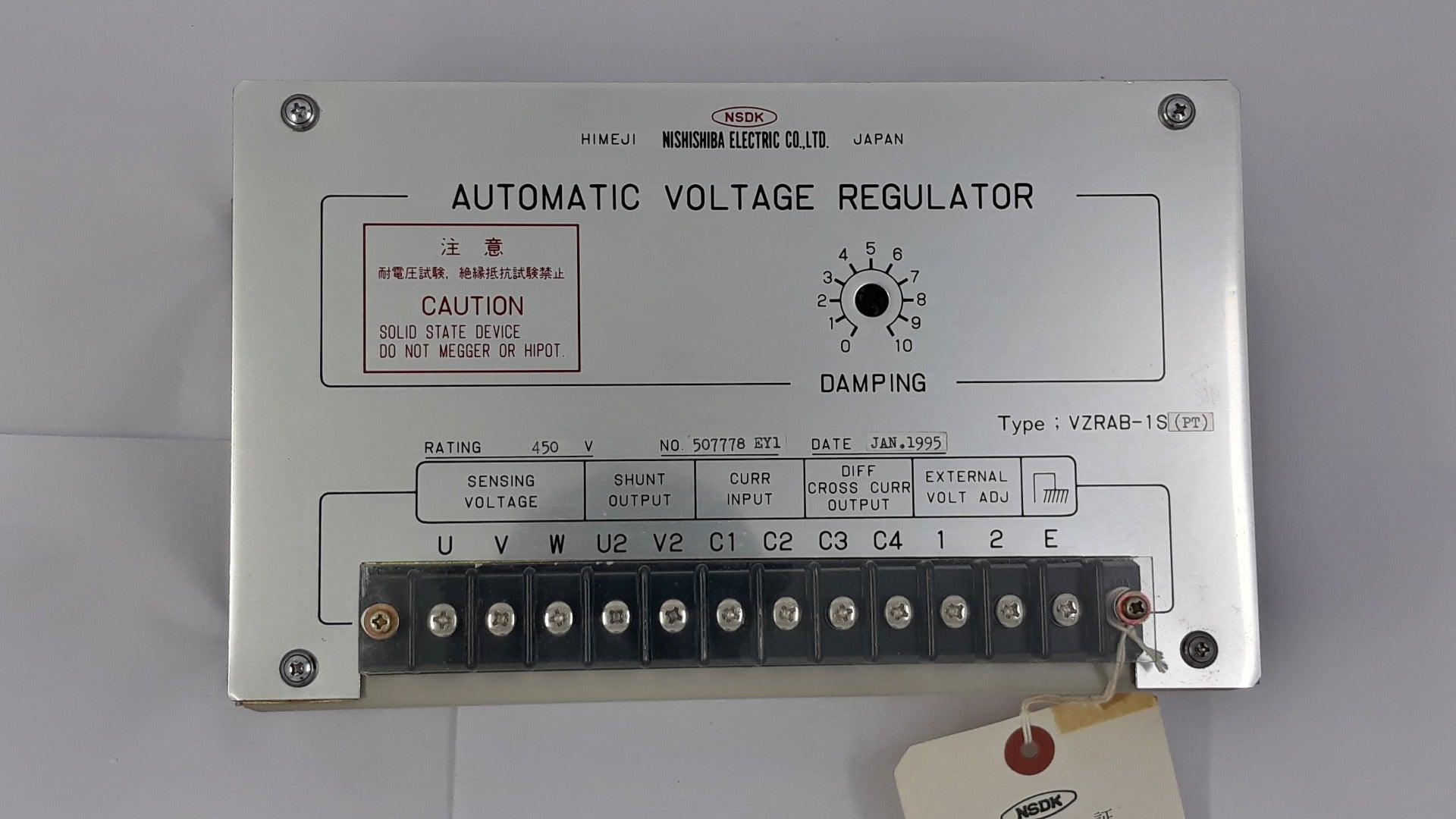 Nishishiba Vzrab-1S(Pt) Automatic Voltage Regulator 450V