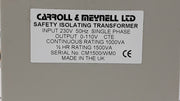 Carroll& Meynell Safety Isolating Transformer Input 230V 50Hz Single Phase