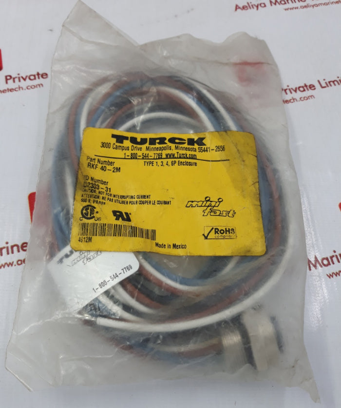 Lot Of 3X Turck Rkf 40-2M Cordset 1,3,4,6P Enclosure