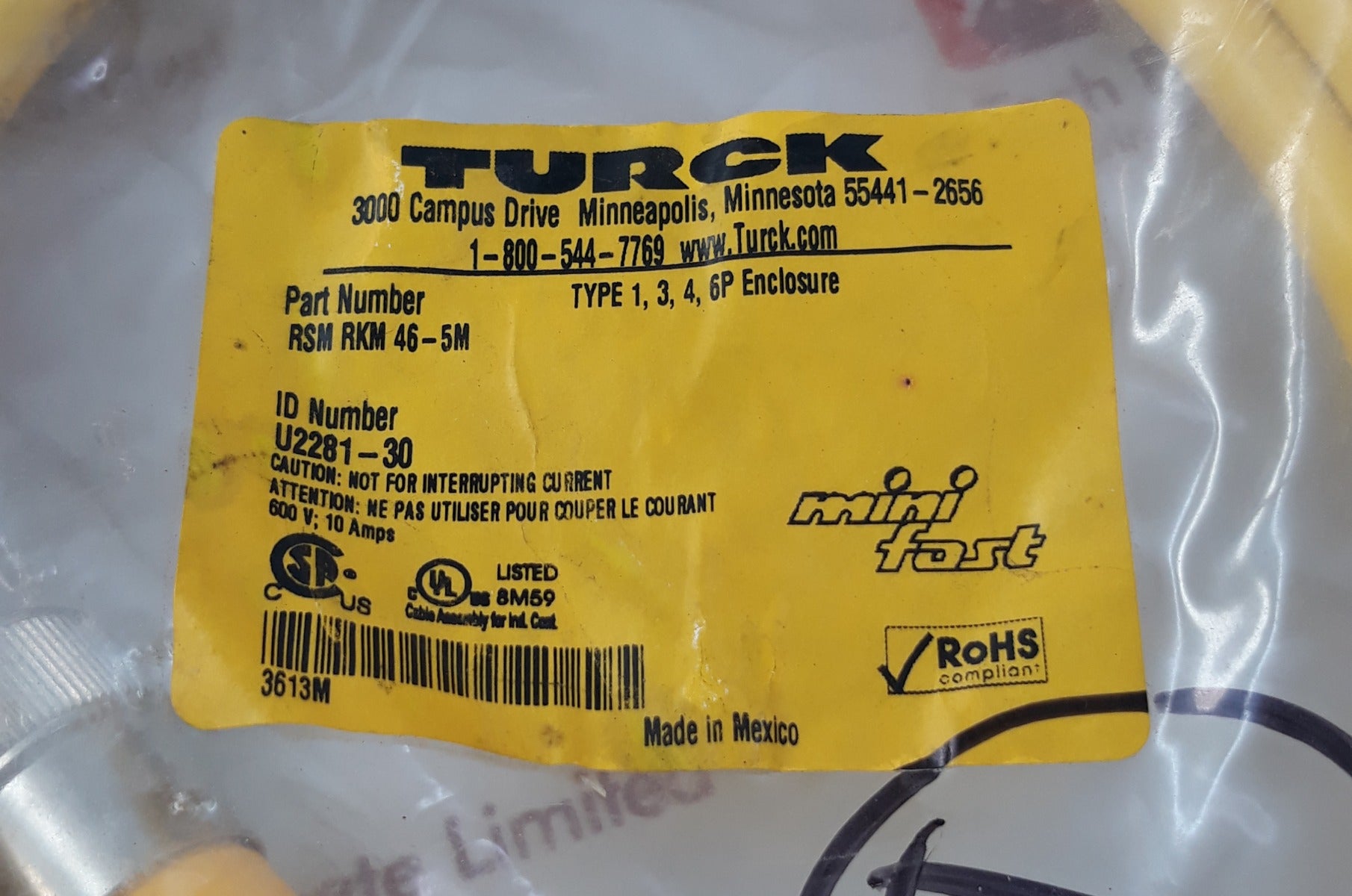 Turck Rsm Rkm 46-5M Mini Fast Cable