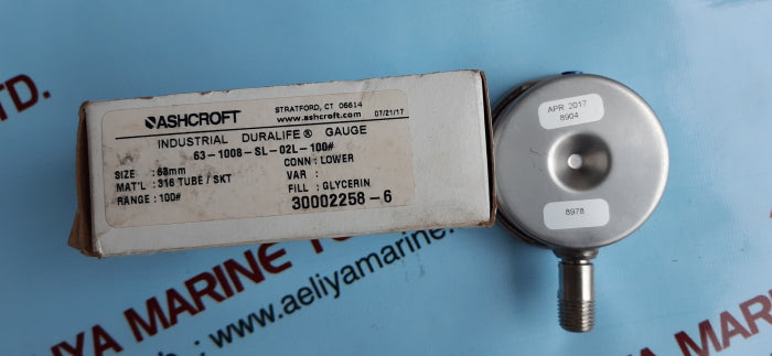 Ashcroft 63-1008-sl-02l-100# industrial duralife gauge