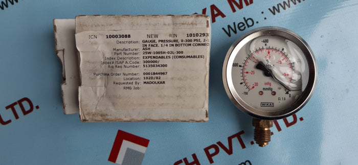 Wika 213.53.063 pressure gauge rnge -760 mmhg & inhg