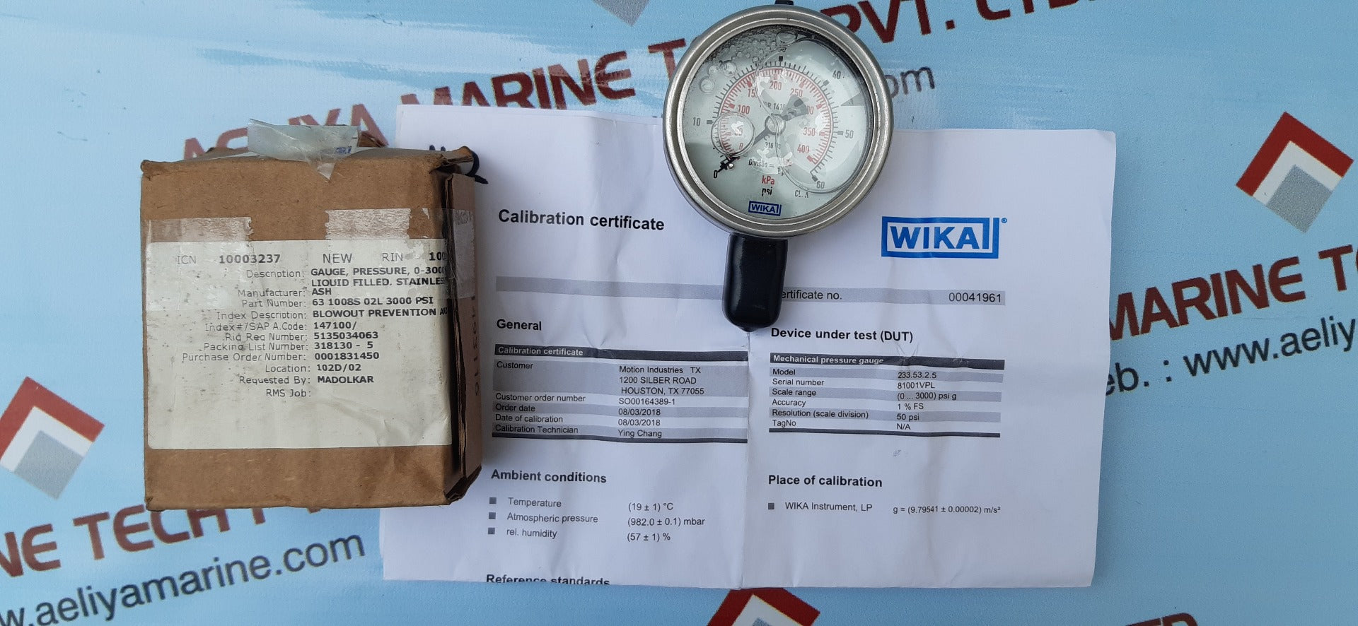 WIKA 233.53.2.5 MECHANICAL PRESSURE GAUGE 0..3000 PSI