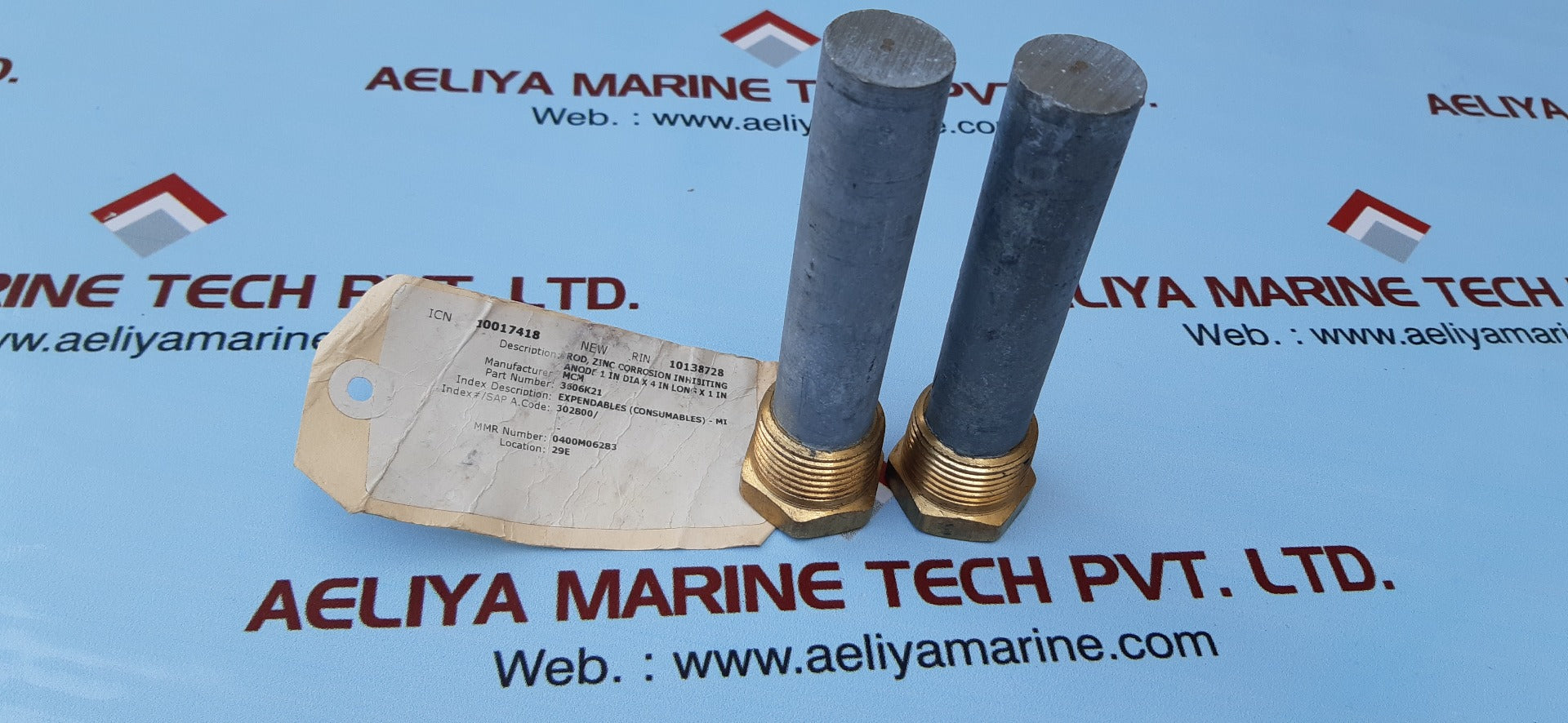 ROTOMETALS CORROSION INHIBITING ZINC PENCIL ANODE 1 IN DIA X 4IN LONG X 1 IN 3606K21