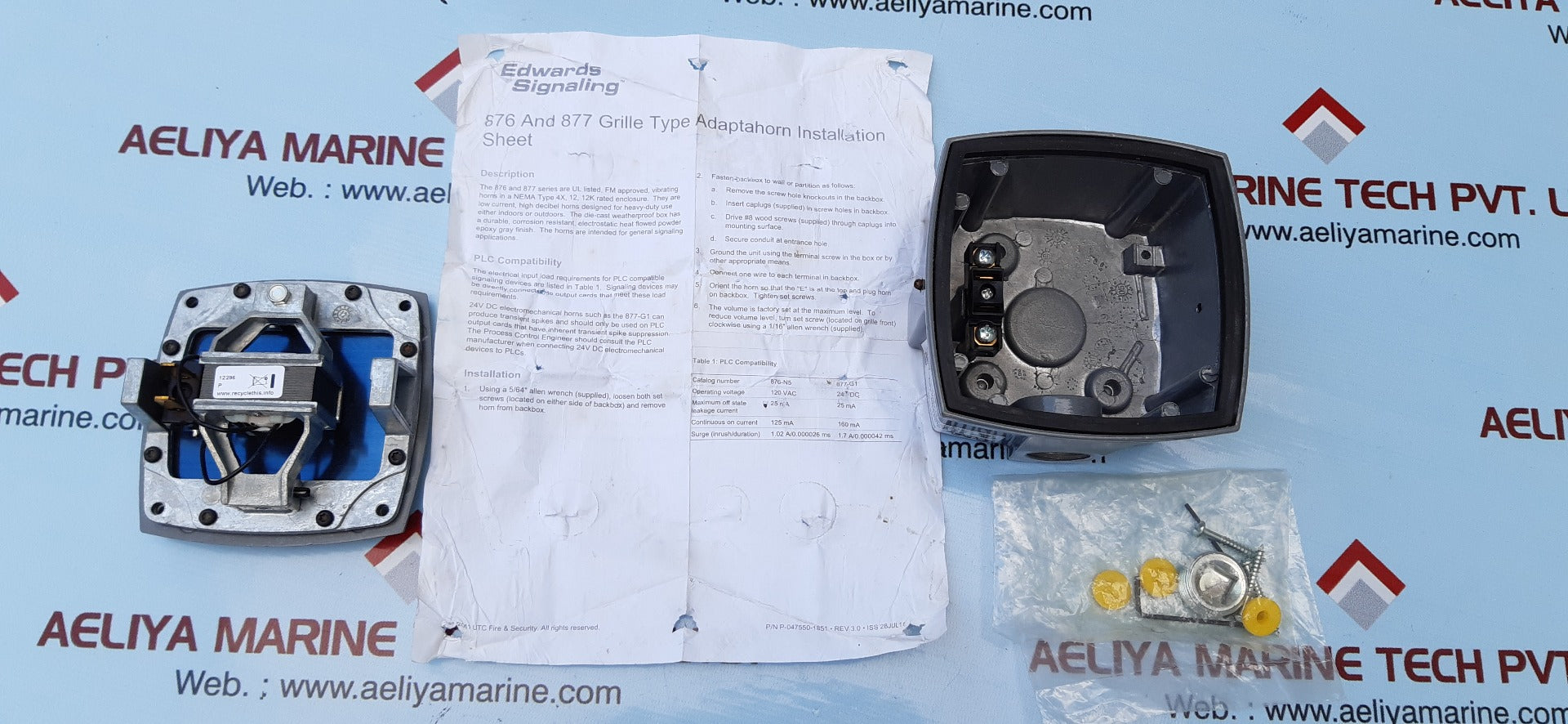 Edwards signaling 876n5 weatherproof vibrating horn 120v 50/60hz 0.125a