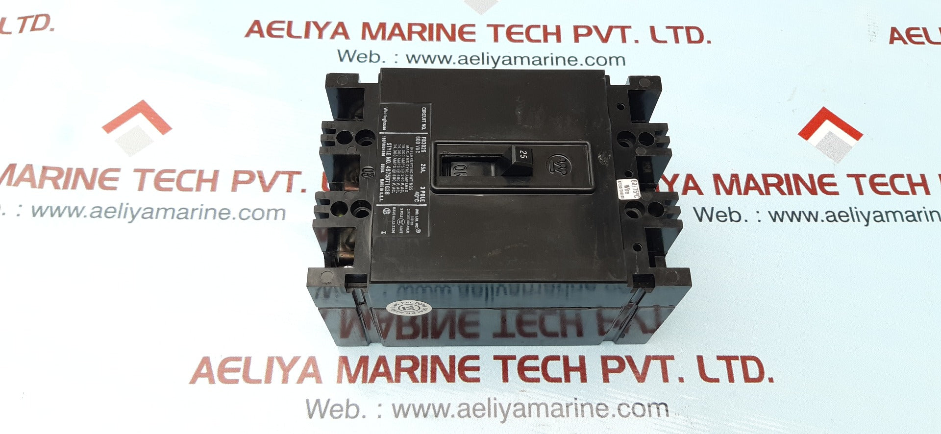 Westinghouse fb3025 600vac 25a 3pole 40'c circuit breaker