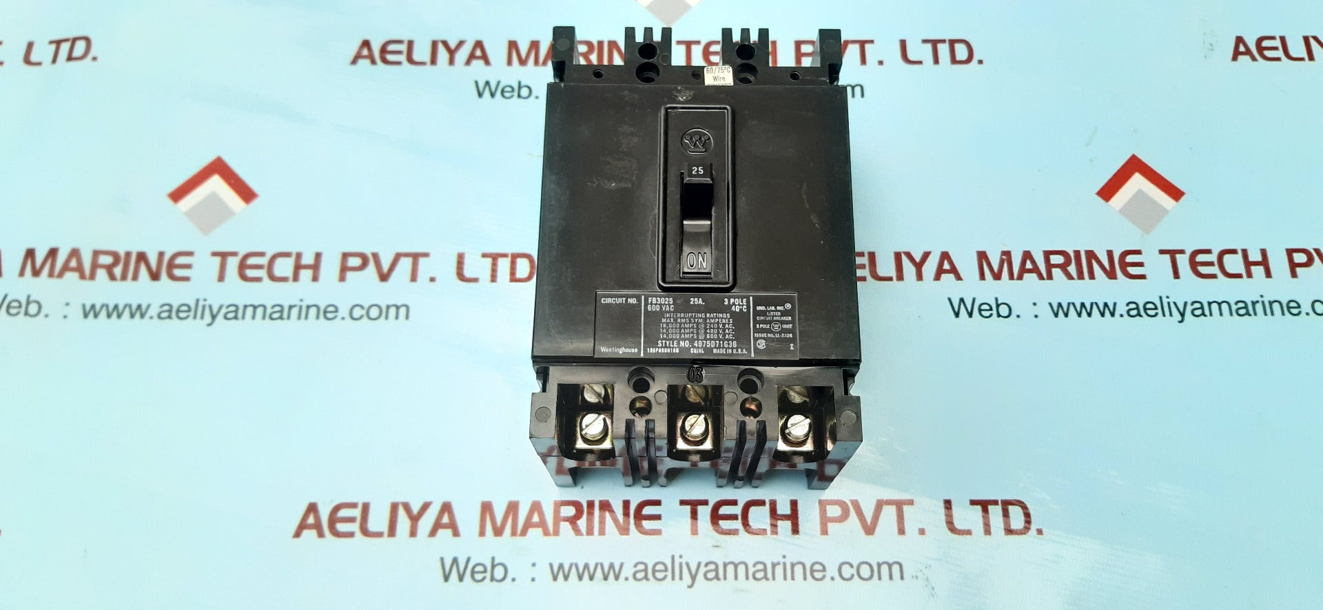 Westinghouse fb3025 600vac 25a 3pole 40'c circuit breaker