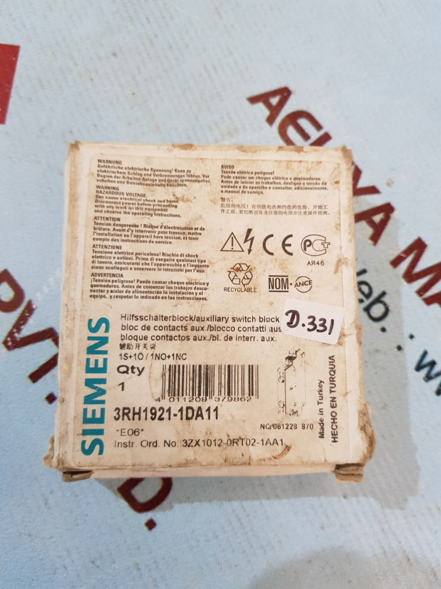 Siemens 3rh1921-1da11 auxiliary switch block