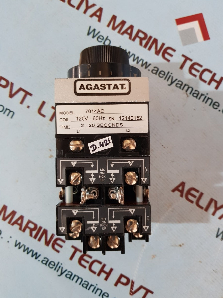 Agastat 7014ac timing relay 120v 60hz time 2-20seconds