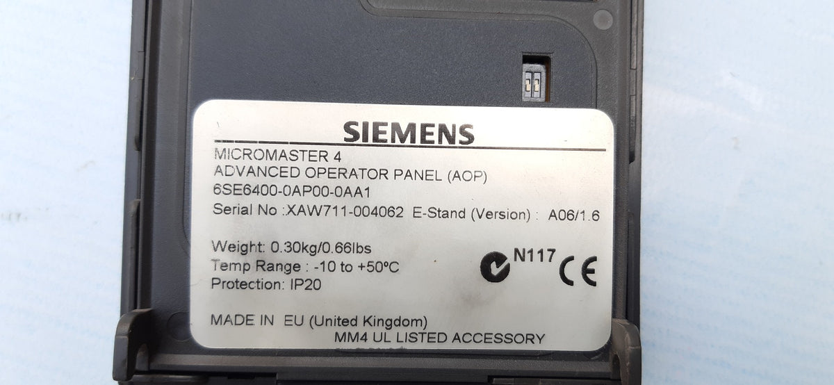 Siemens micromaster 4 6se6400-0ap00-0aa1 advanced operator panel ...