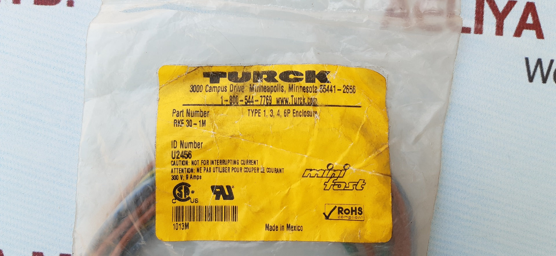 lot of 9x Turck rkf 30-1m minifast receptacle 