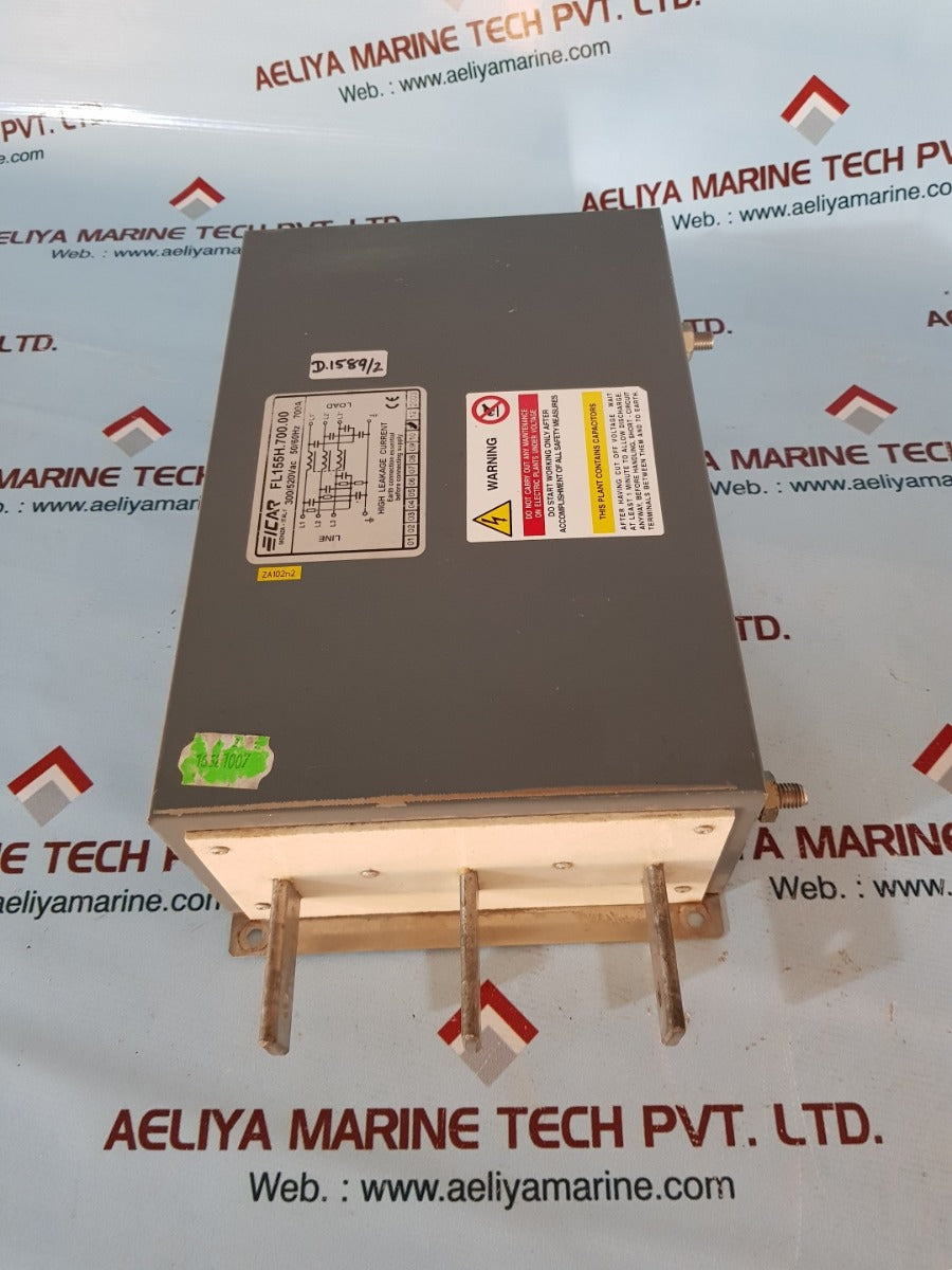 Icar fl155h.700.00 emi filter 300/520vac 50/60hz 700a