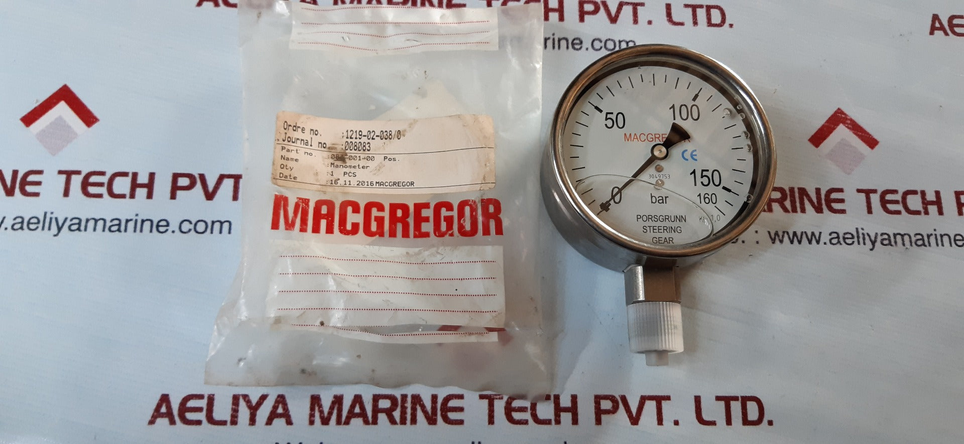 Macgregor 084-001-00 Monometer 0 To 160 Bar