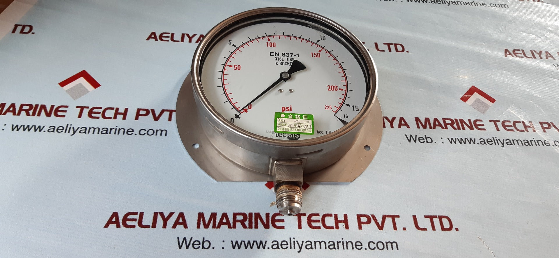 Tecsis en 837-1 pressure gauge 0-225psi 0-16 kg/cm2