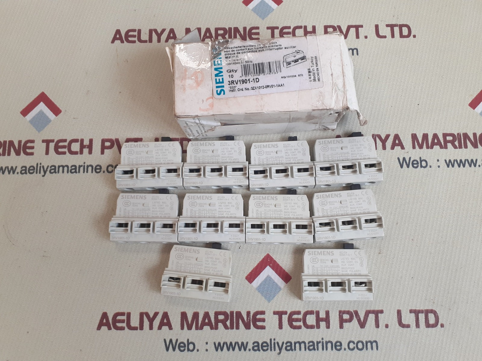 Set of 10x siemens 3rv1901-1d auxiliary contact block