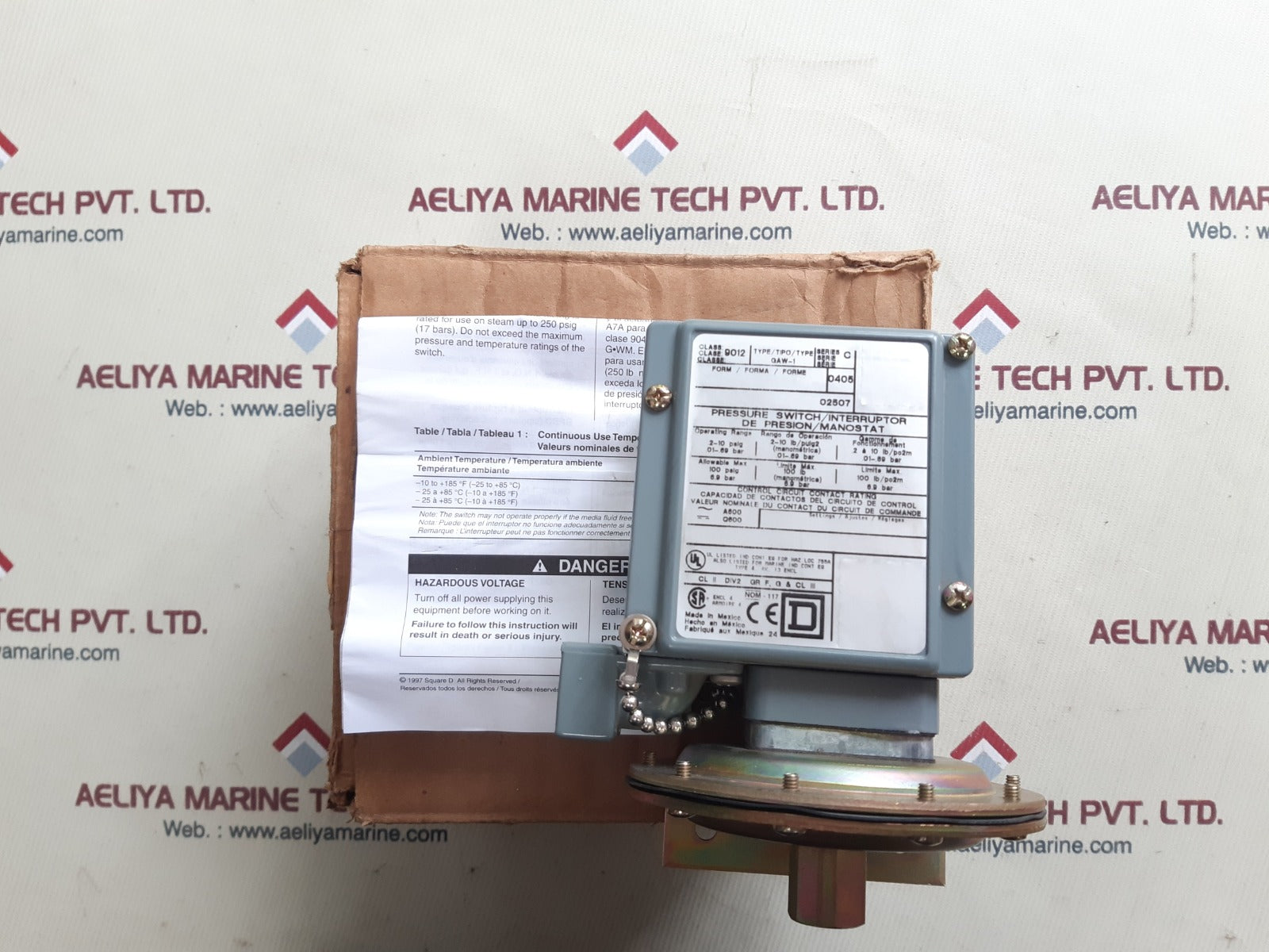 Square D 9012 gaw-1 ser.c pressure switch