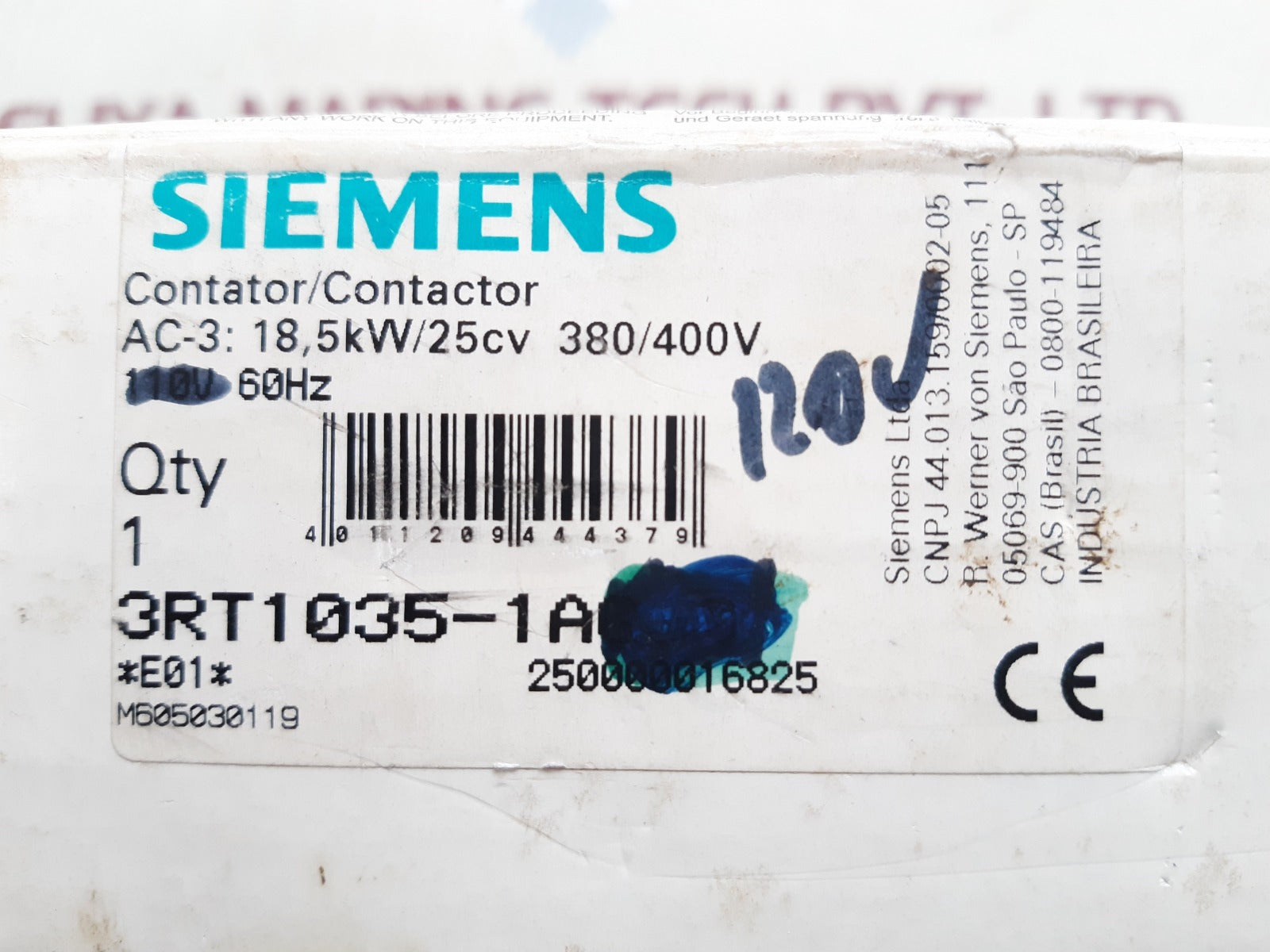 Siemens 3rt1035-1ag10 contactor 3zx1012-0rt03-1aa1