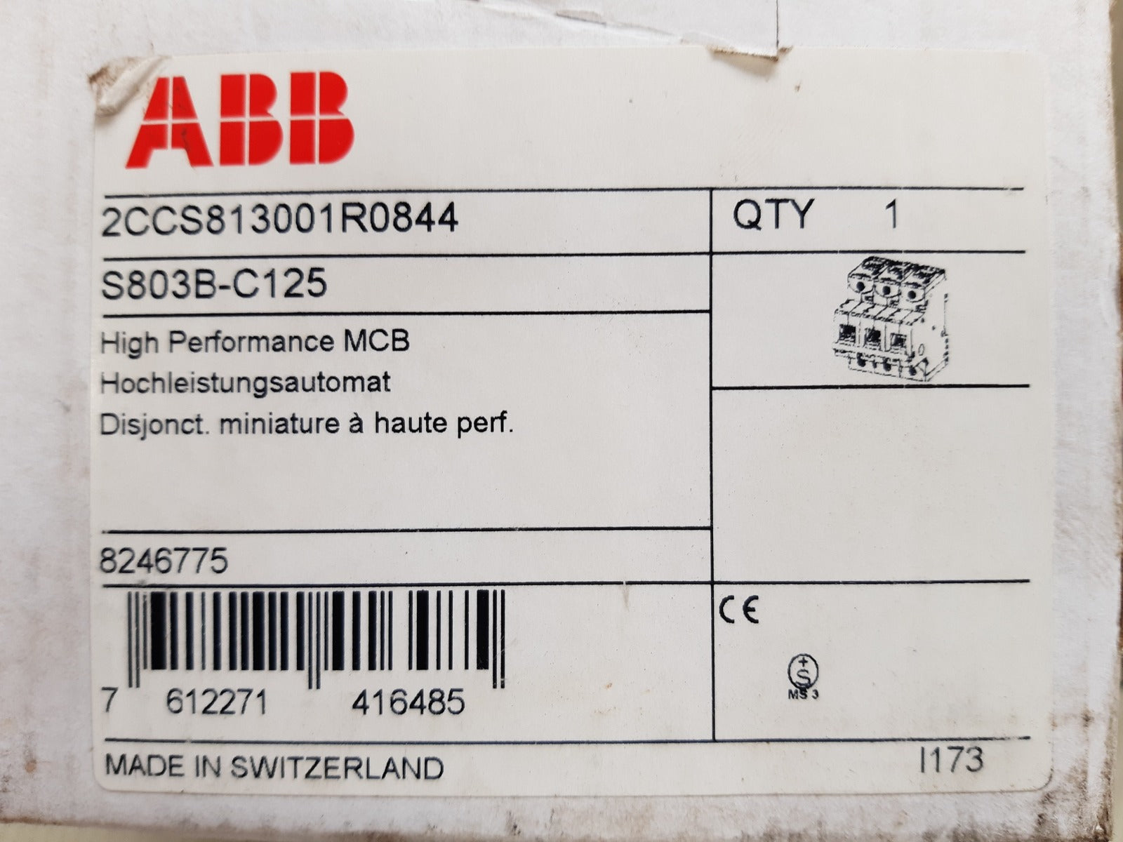 Abb s803b-c125 mcb circuit breaker