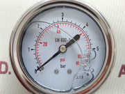 En 837-1 glycerine oil filled pressure gauge cl.1.6 0-6bar 0-86psi