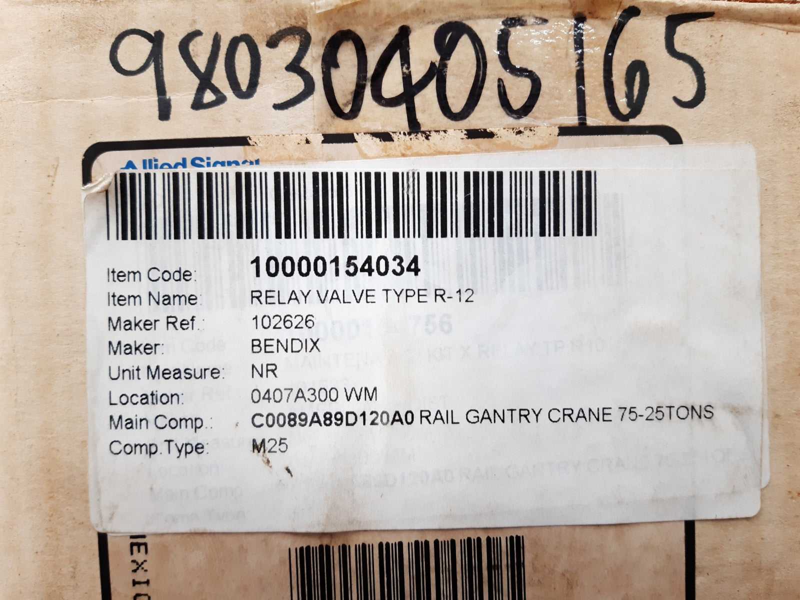 Bendix t-294304-b r-12 relay valve