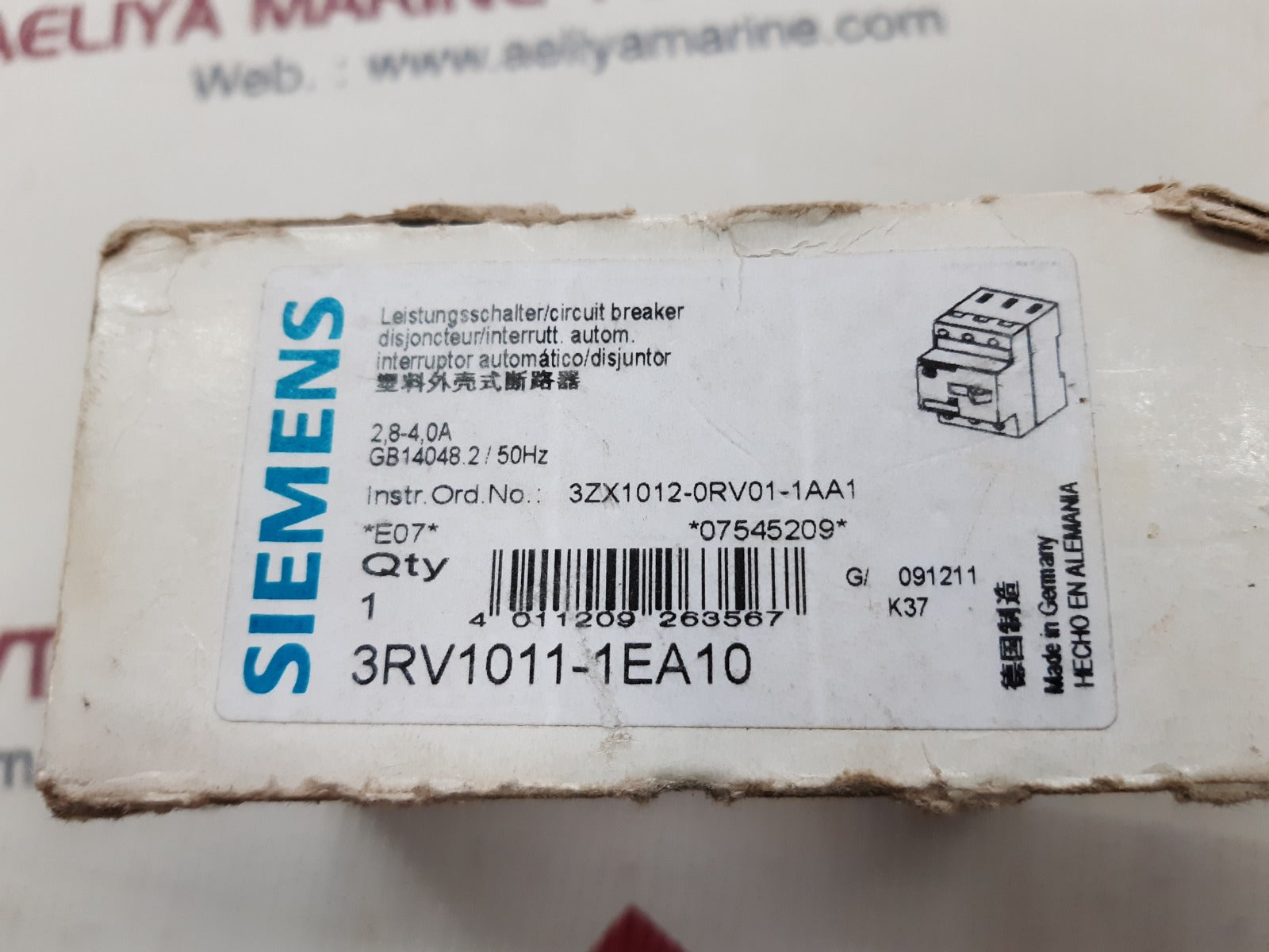 Siemens sirius 3r manual motor starter 3rv1011-1ea10