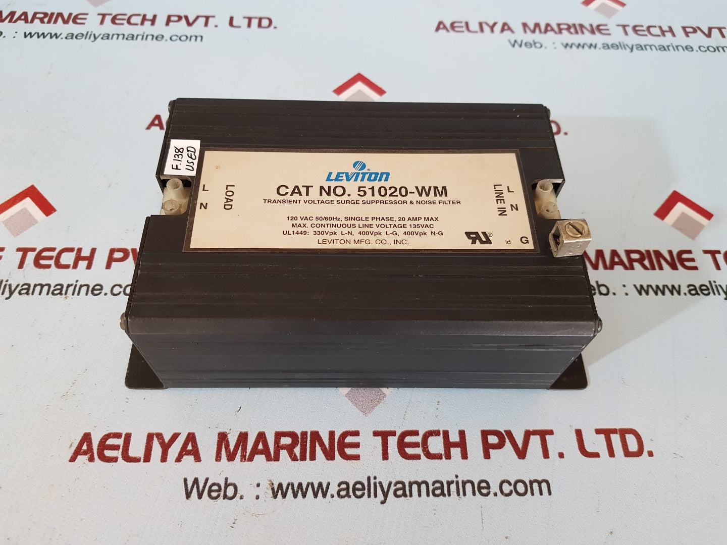 Leviton 51020-wm surge suppressor & noise filter 120vac 50/60hz