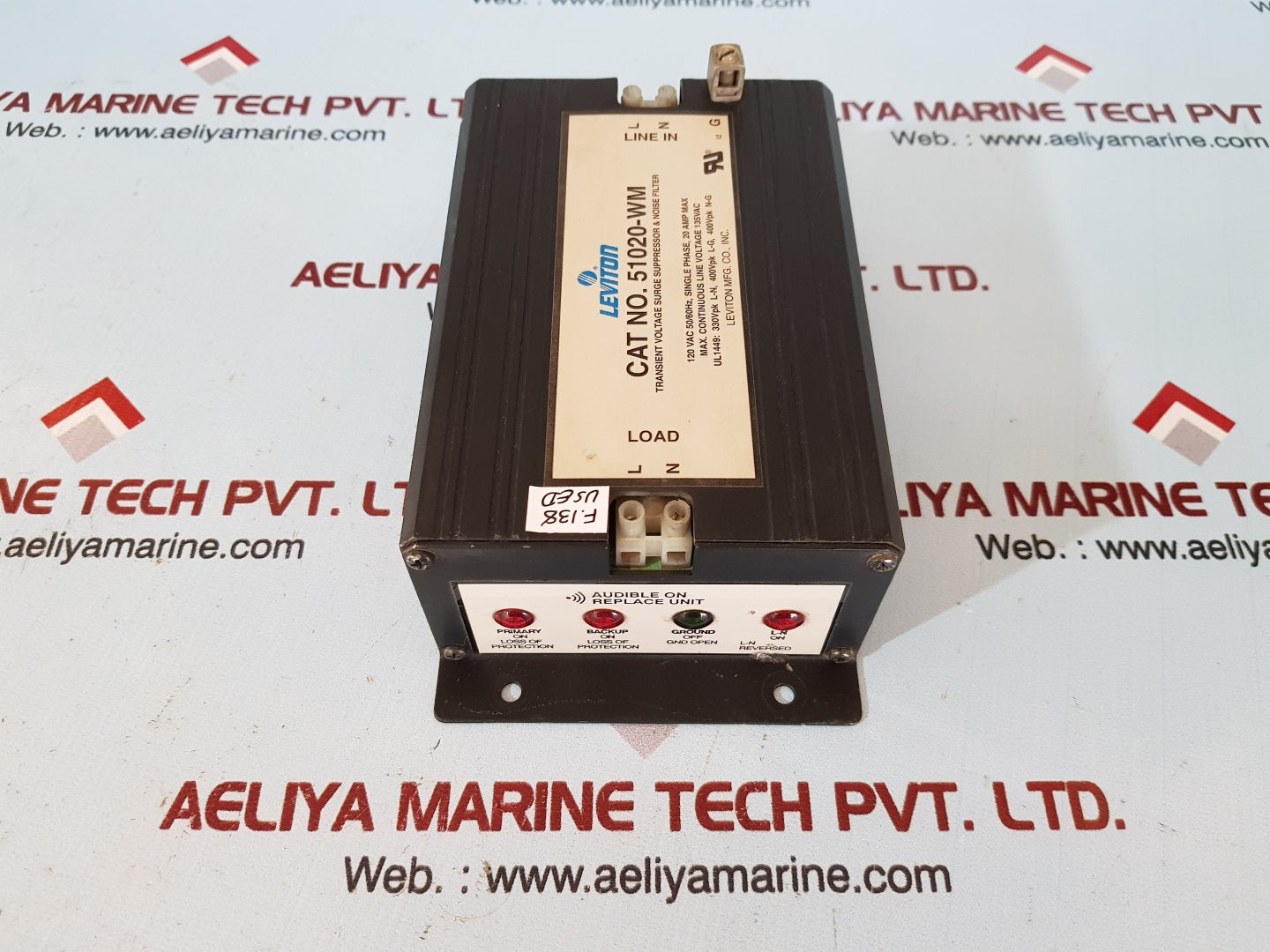 Leviton 51020-wm surge suppressor & noise filter 120vac 50/60hz