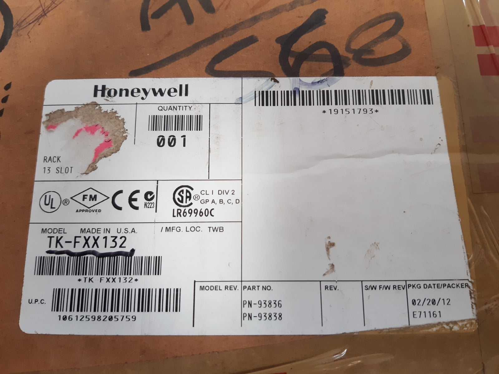 Honeywell Tk-fxx132 13 Slot Rack S97753404