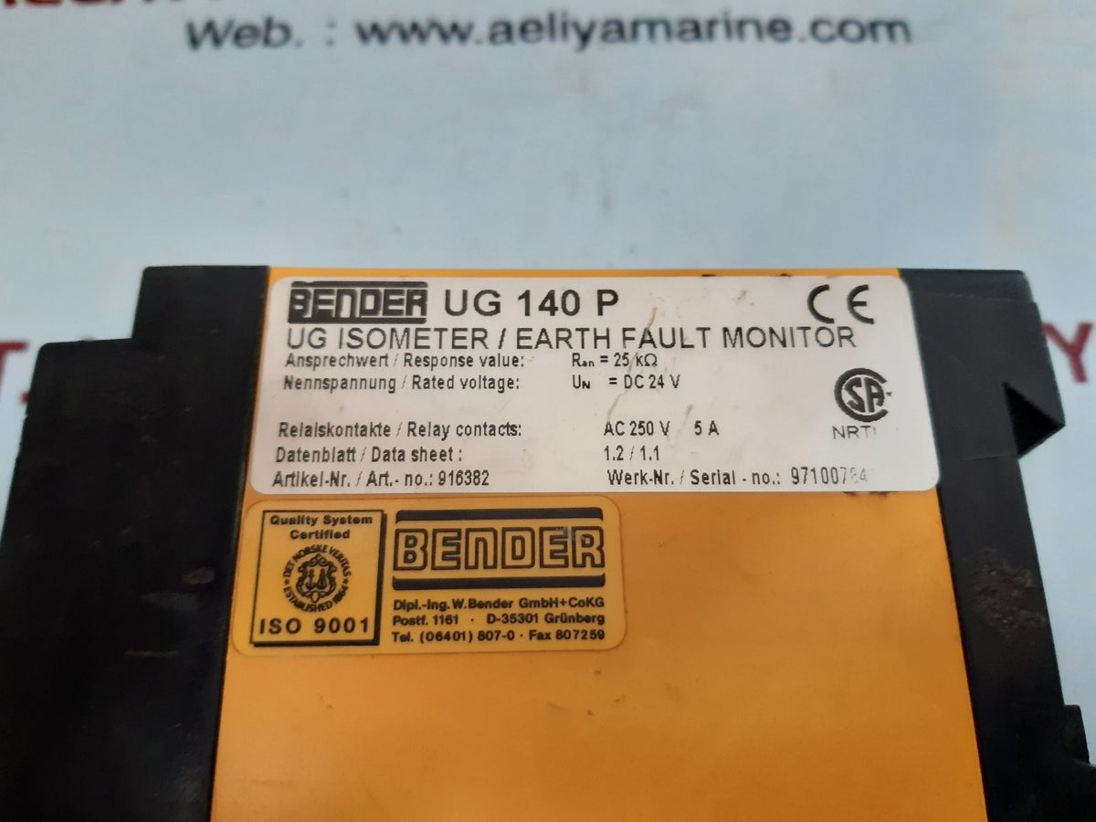 Bender Isolation Bender ug 140 p isolation monitor – Aeliya Marine Tech Pvt. Ltd.