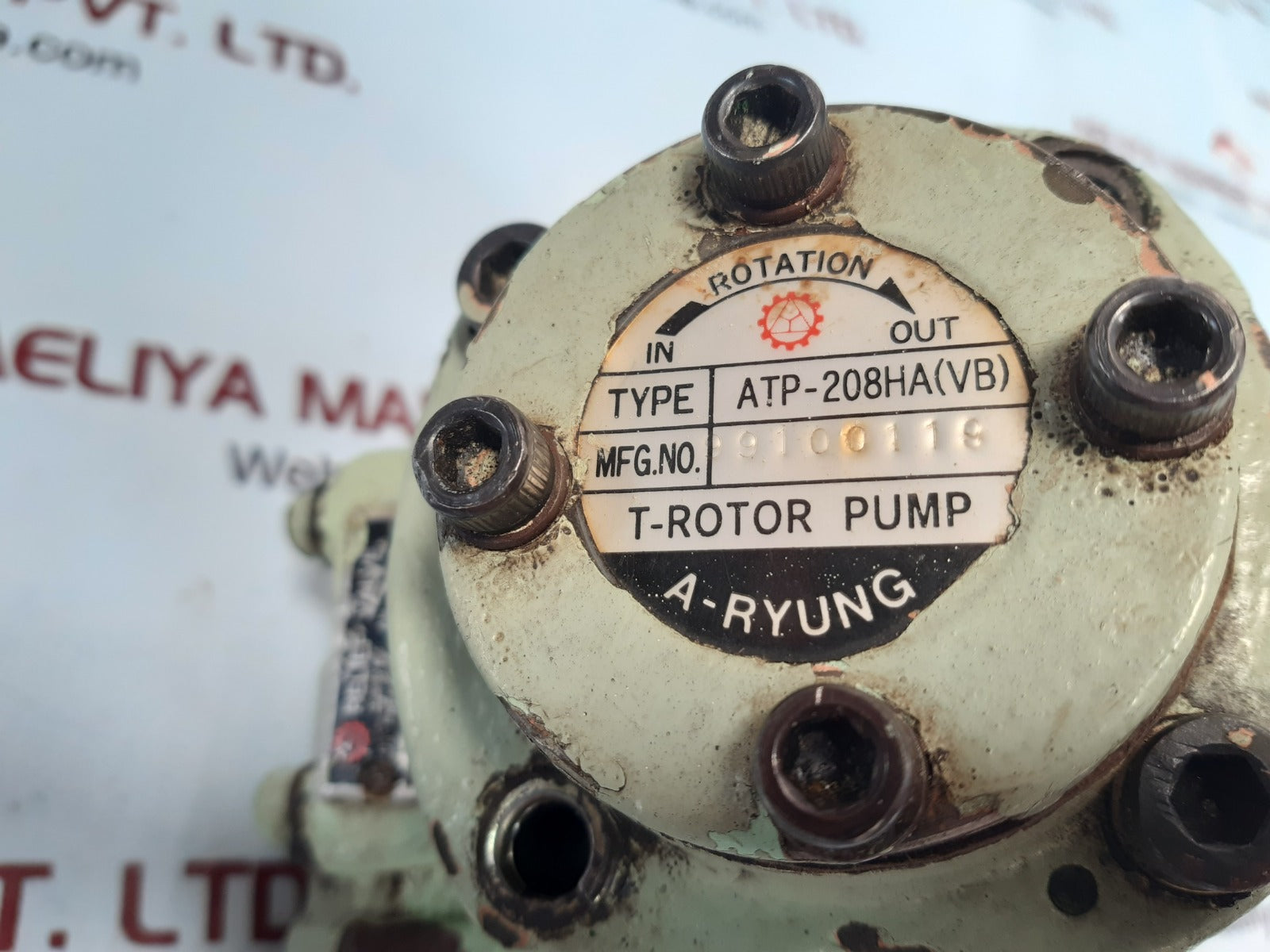A-ryung atp-208ha(vb) t-rotor pump with ar-3s relief valve Used 
