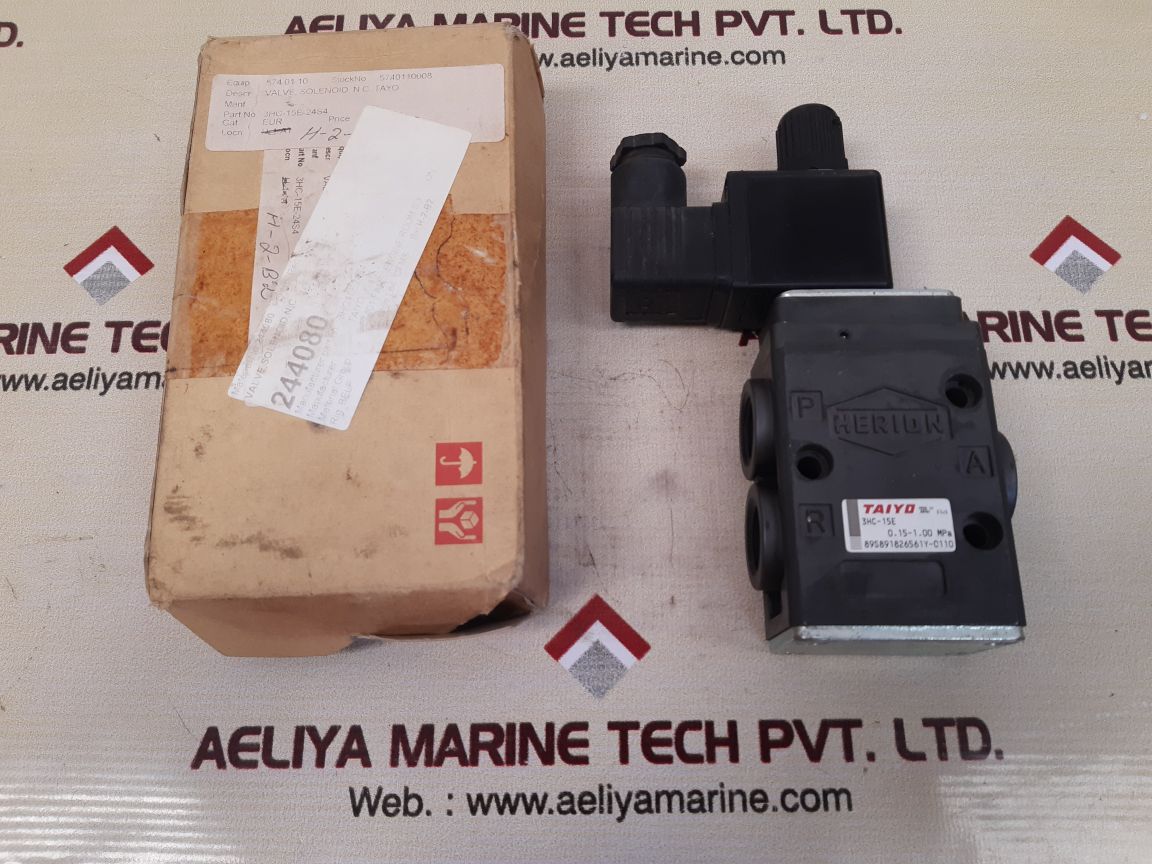 Taiyo 3hc-15e-24s4 solenoid valve with hr02-24s4