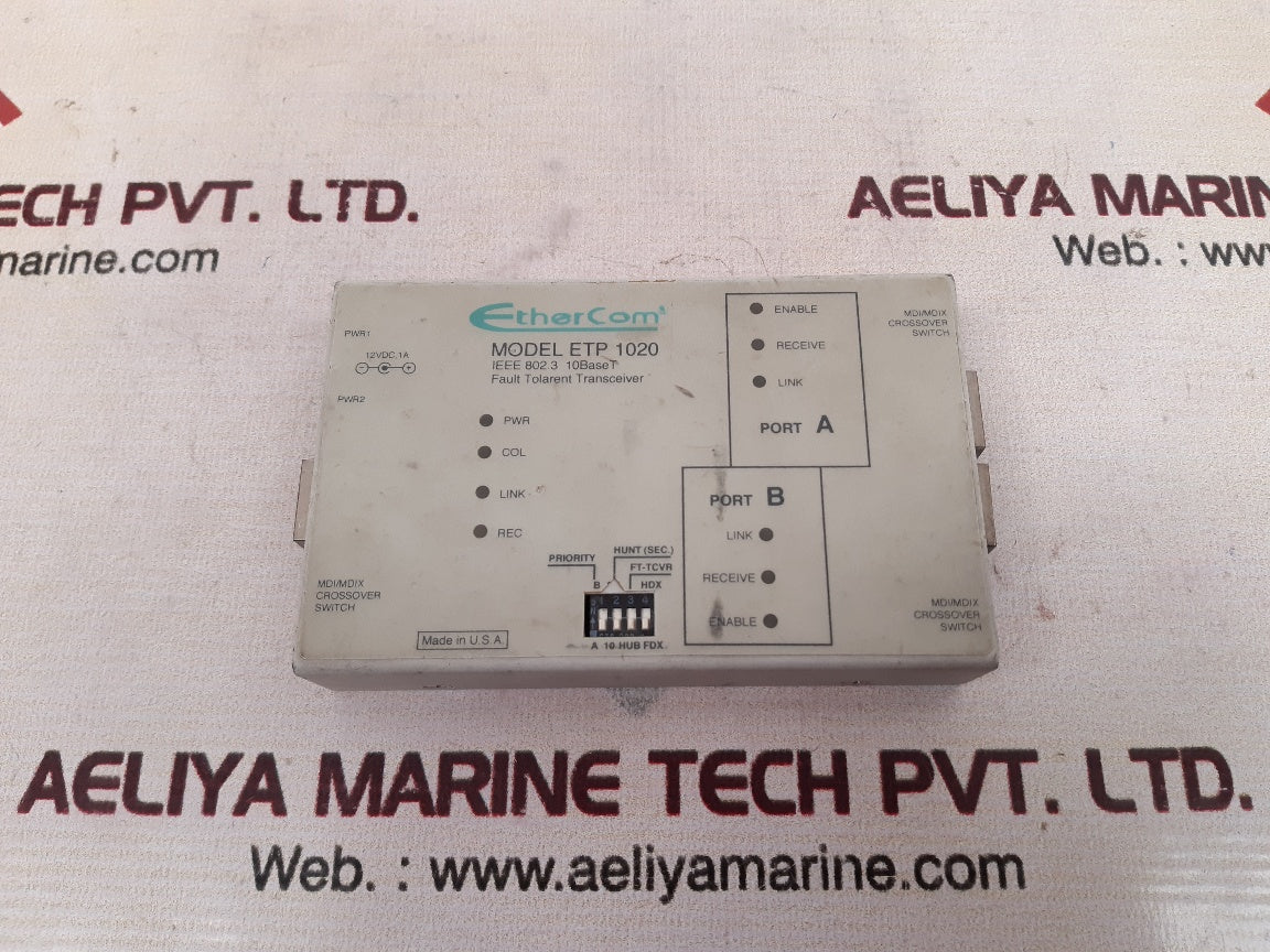 Ethercom etp 1020 fault tolarent transceiver