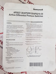 Honeywell Ap5027-30 Airflow Differential Pressure Switch