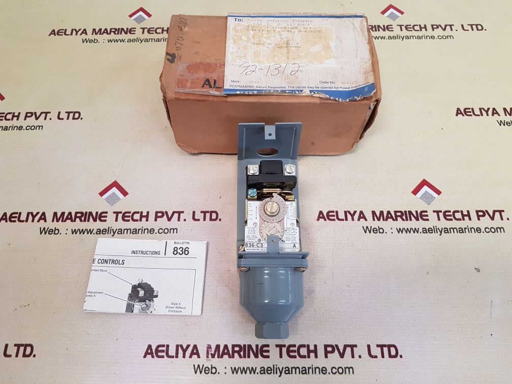 Allen-bradley 836-c3 Ser.A Pressure Switch 80 Psi/5.5 Bar