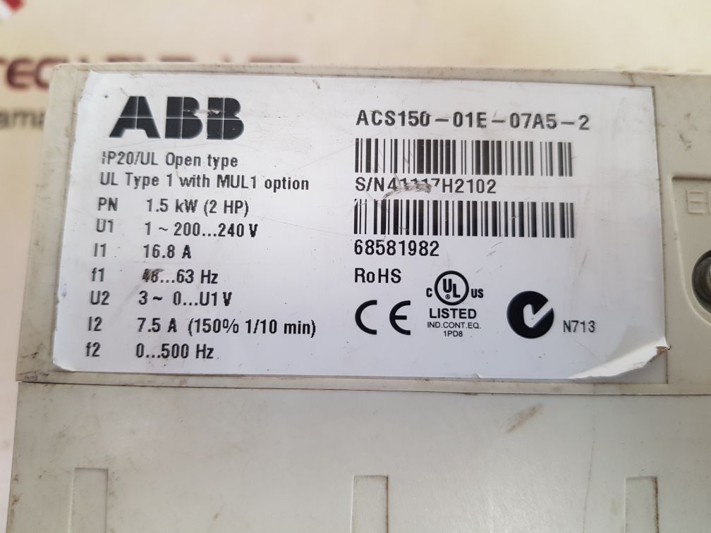 Abb Acs150-01E-07A5-2 Inverter 1.5 Kw (Not Working)