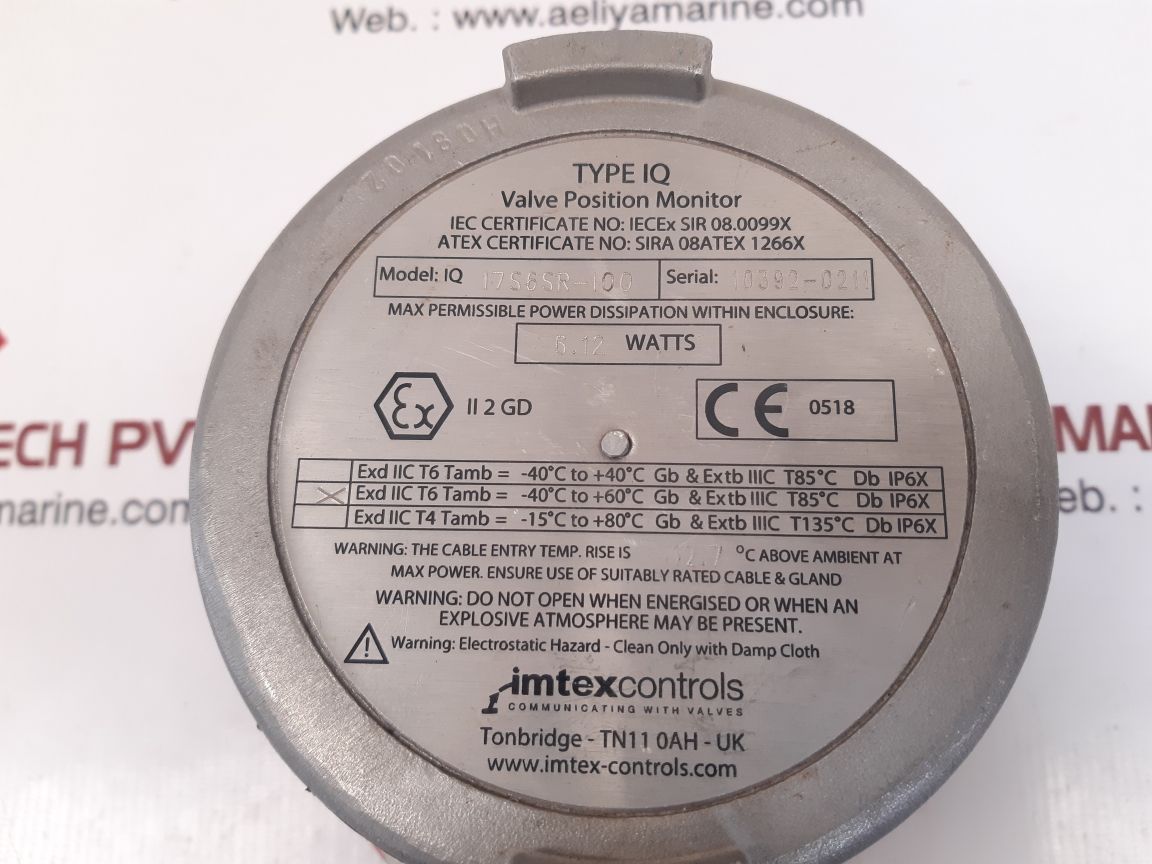 Imtex iq 17s6sr-100 valve position monitor new