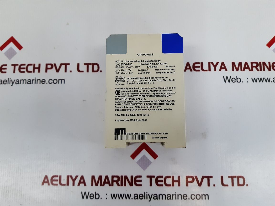 Measurement technology mtl 2211 2-channel is-input switch operated relay