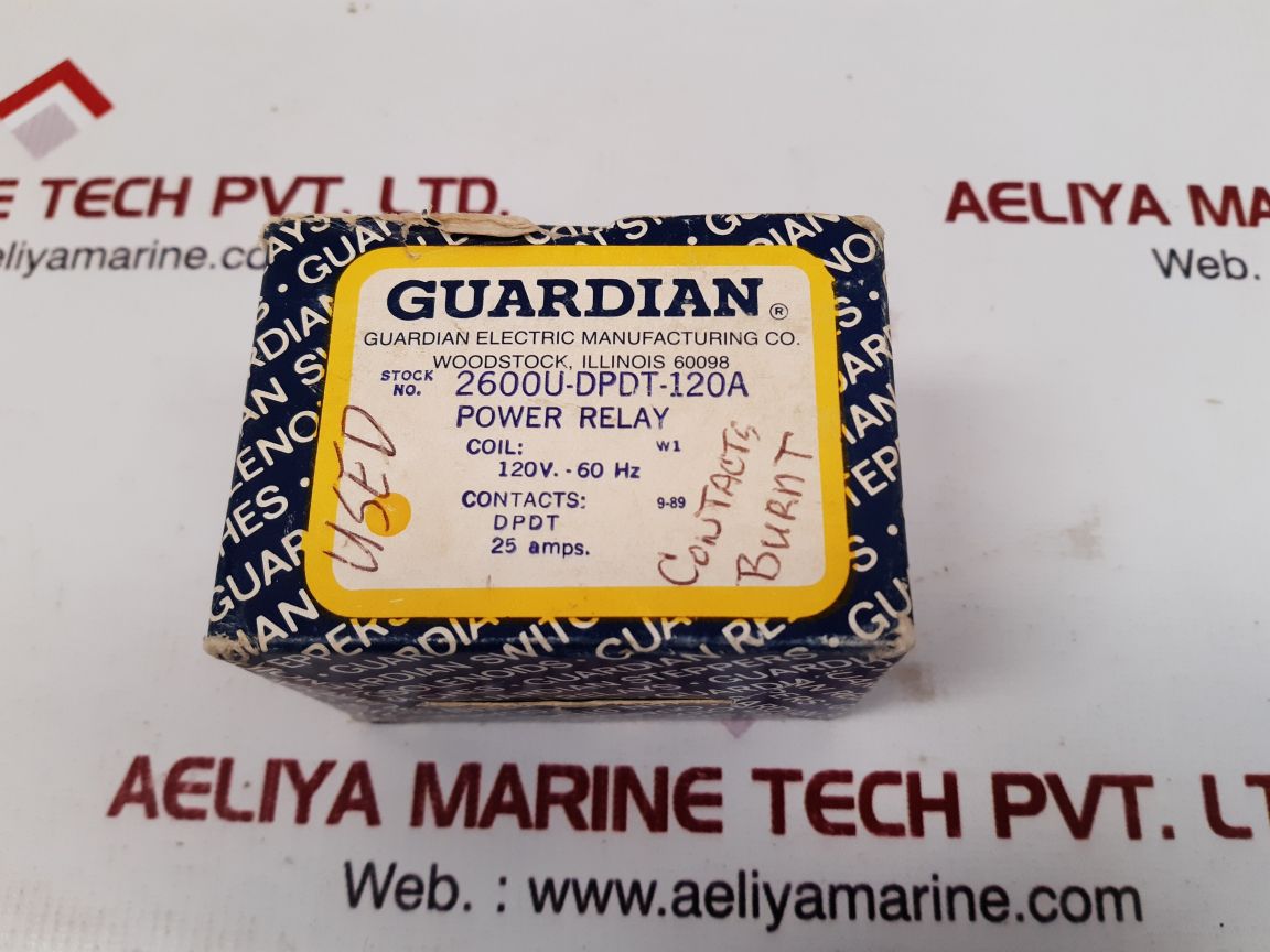 Guardian Electric 2600U-dpdt-120A Power Relay 120V 60Hz