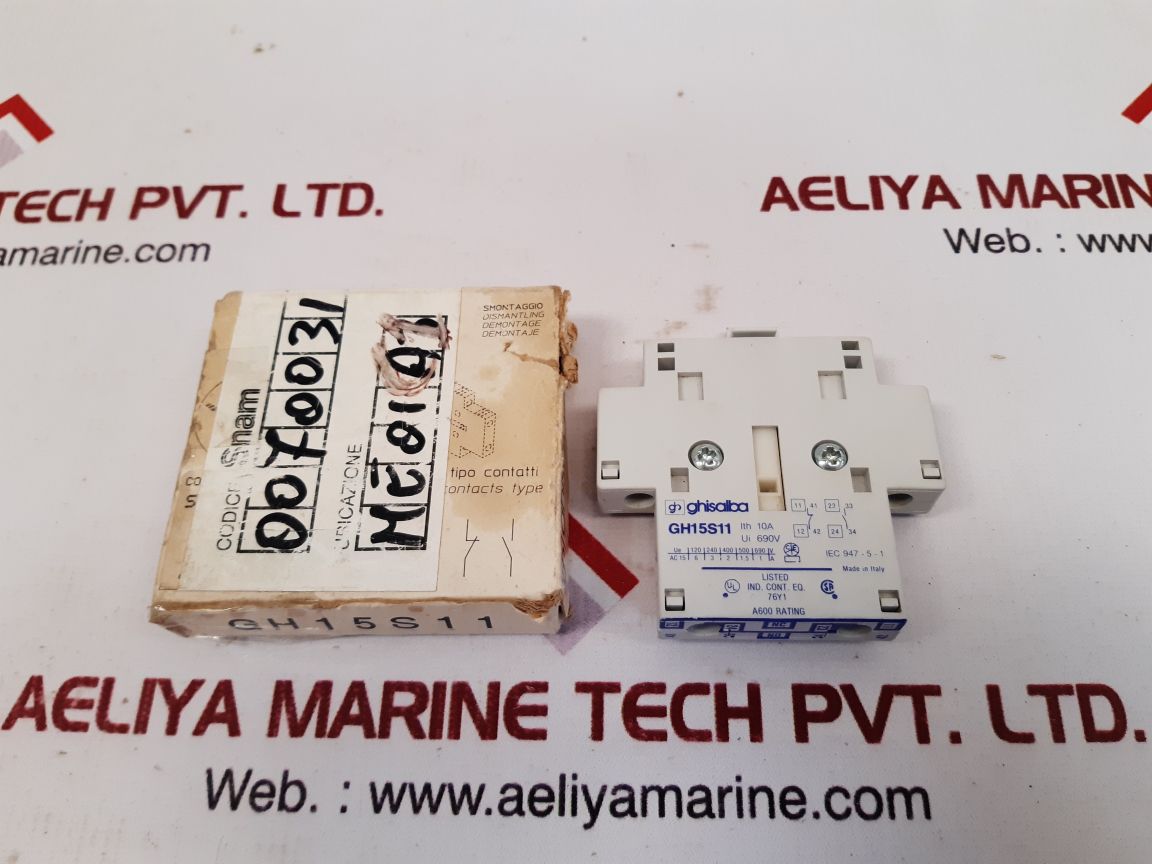 Ghisalba GH15S11 Auxiliary Contact 690V 10A IEC 947-5-1