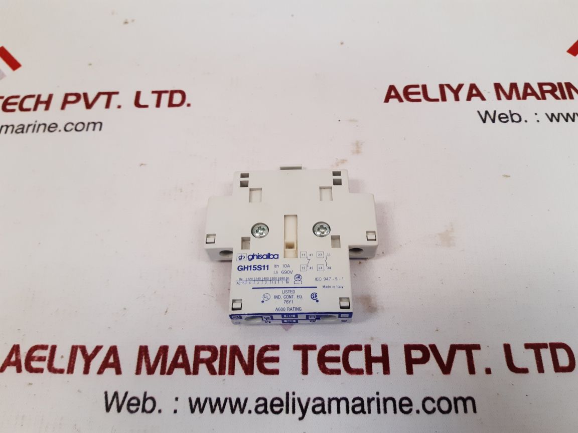 Ghisalba GH15S11 Auxiliary Contact 690V 10A IEC 947-5-1