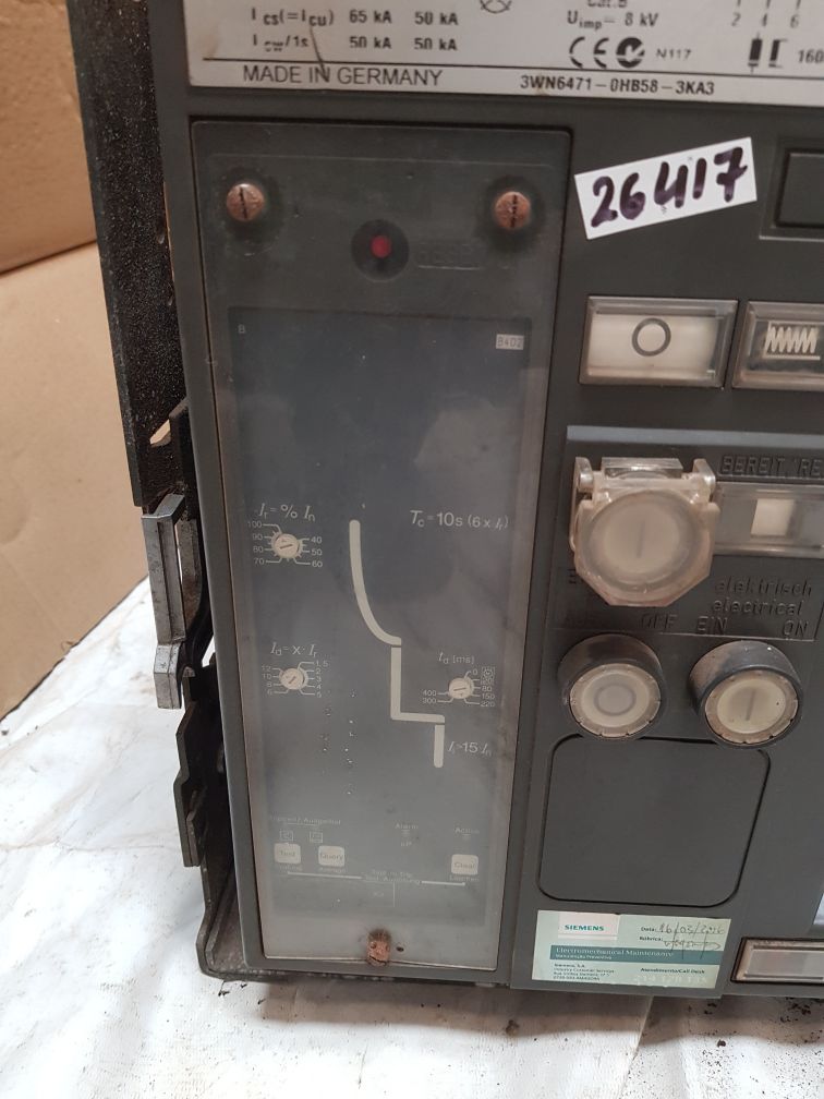 Siemens 3Wn6471-0Hb58-3Ka3 Circuit Breaker 1600A 690V