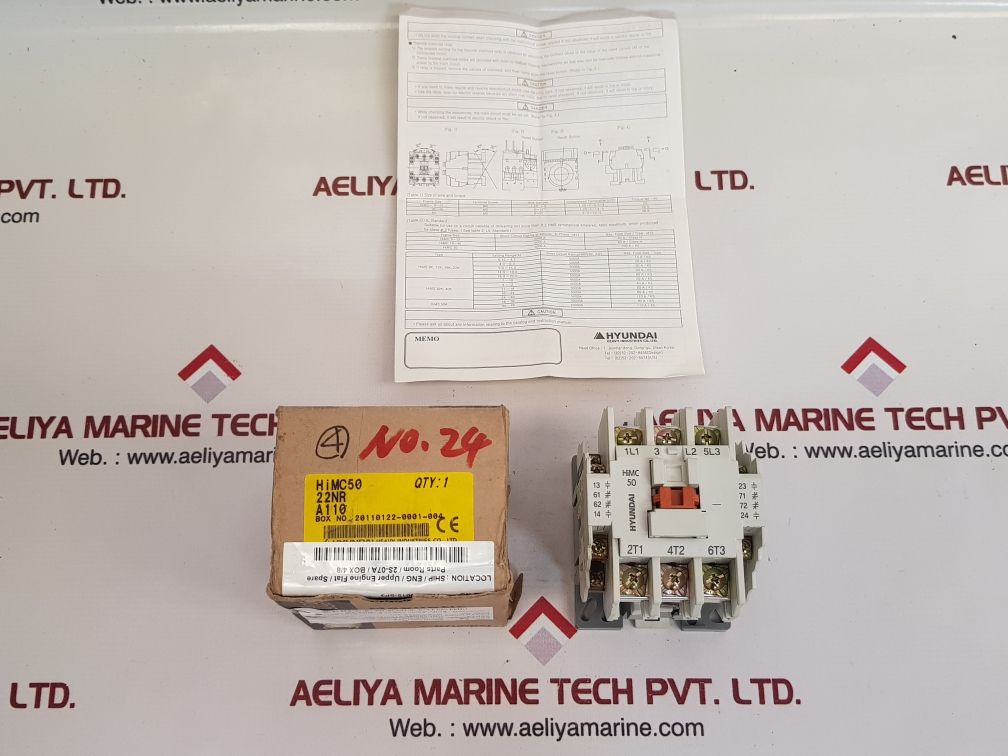 Hyundai Himc 50 Magnetic Contactor Hg02001-1007A, 110V 60Hz