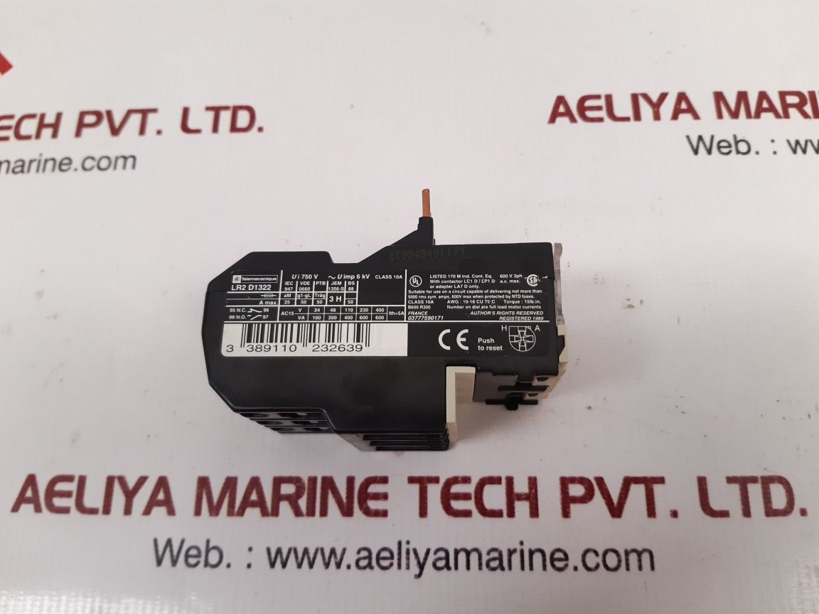 Telemecanique Lr2 D1322 Thermal Overload Relay Class 10A