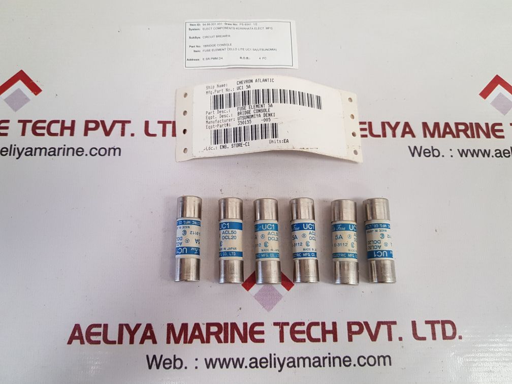 Lot Of 6X Utsunomiya Uc1 5A Cello-lite Fuse