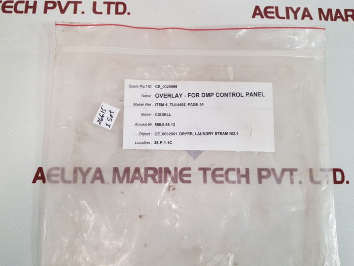 Cissell overlay –for dmp control panel set